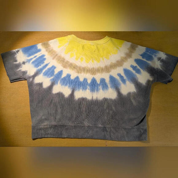 💛 Calvin Klein Tie-Dye Cropped Short Sleeve Sweater, Size XL - Picture 5 of 5